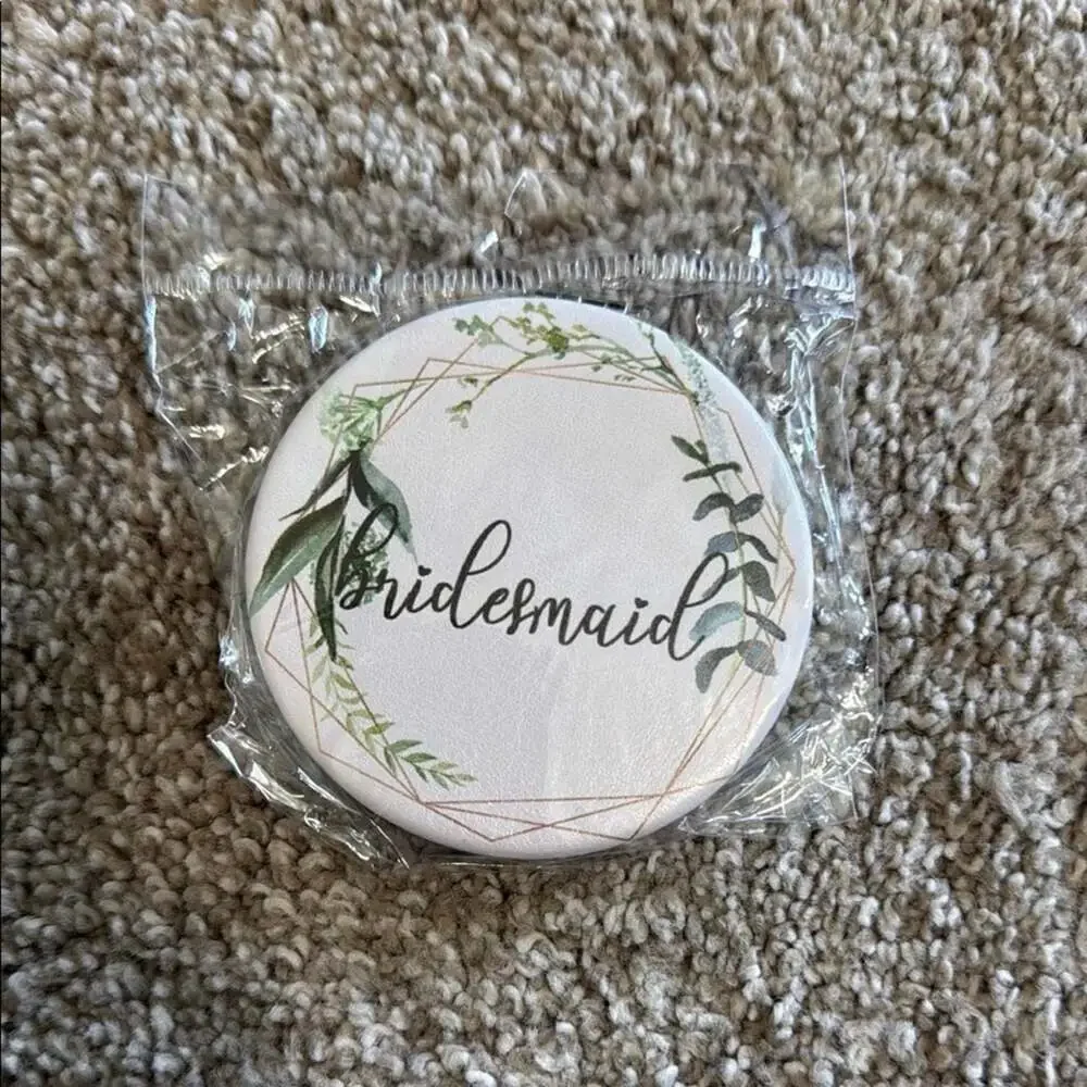 Bridesmaid Floral Geometric Compact Mirror Set of 2